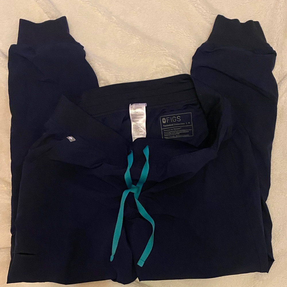 Figs Technical Collection Lined Scrub Pants with Teal Accents
